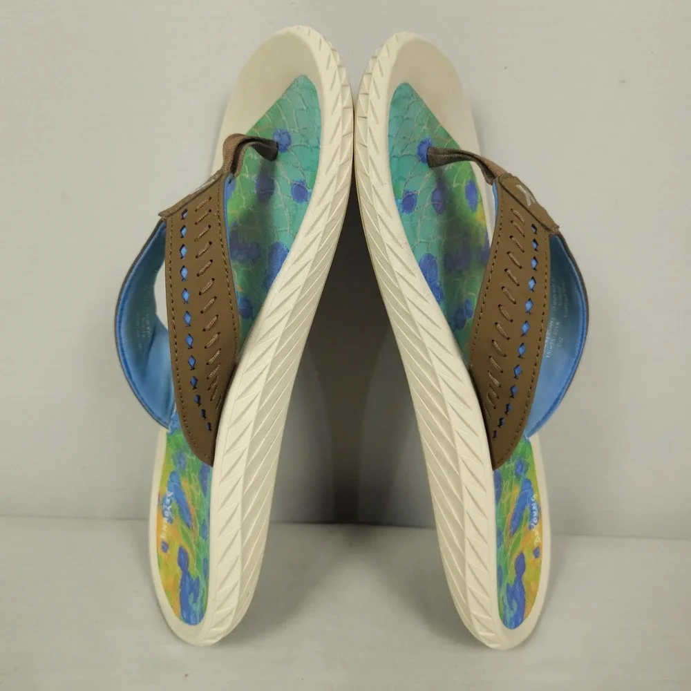 Korkers De Young Fish Flip Tarpon Sandals Men 10 Brown Flip Flop Kling On Deck
